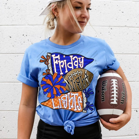 FRIDAY NIGHT LIGHTS ROYAL BLUE & RED - DTF TRANSFER