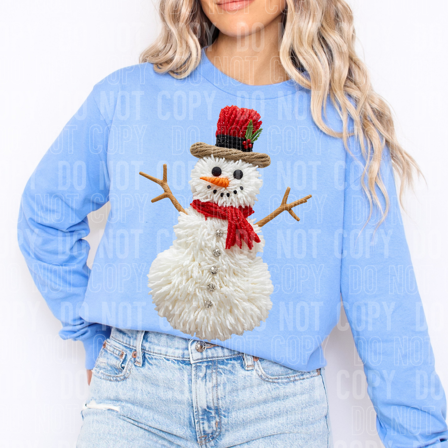 FAUX YARN VINTAGE SNOWMAN- DTF TRANSFER
