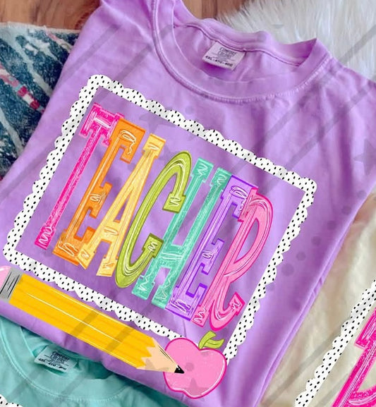 NEON VARSITY TEACHER - DTF TRANSFER
