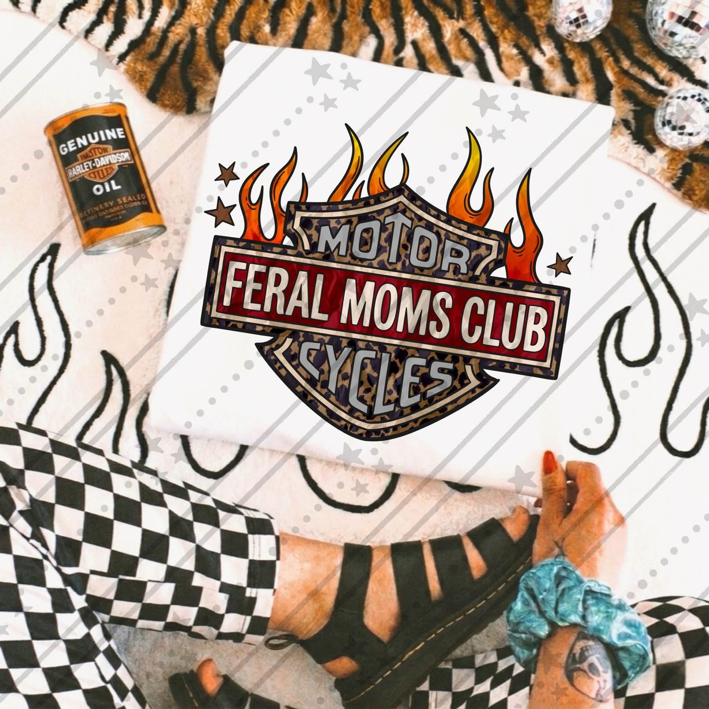 FERAL MOMS CLUB FLAMES - DTF TRANSFER