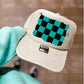 TURQUOISE & BLACK CHECKERED - DTF TRANSFER