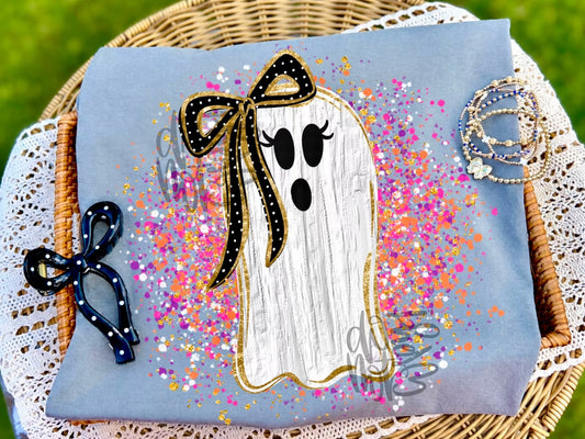 SPLATTER GHOST WITH BOW - DTF TRANSFER