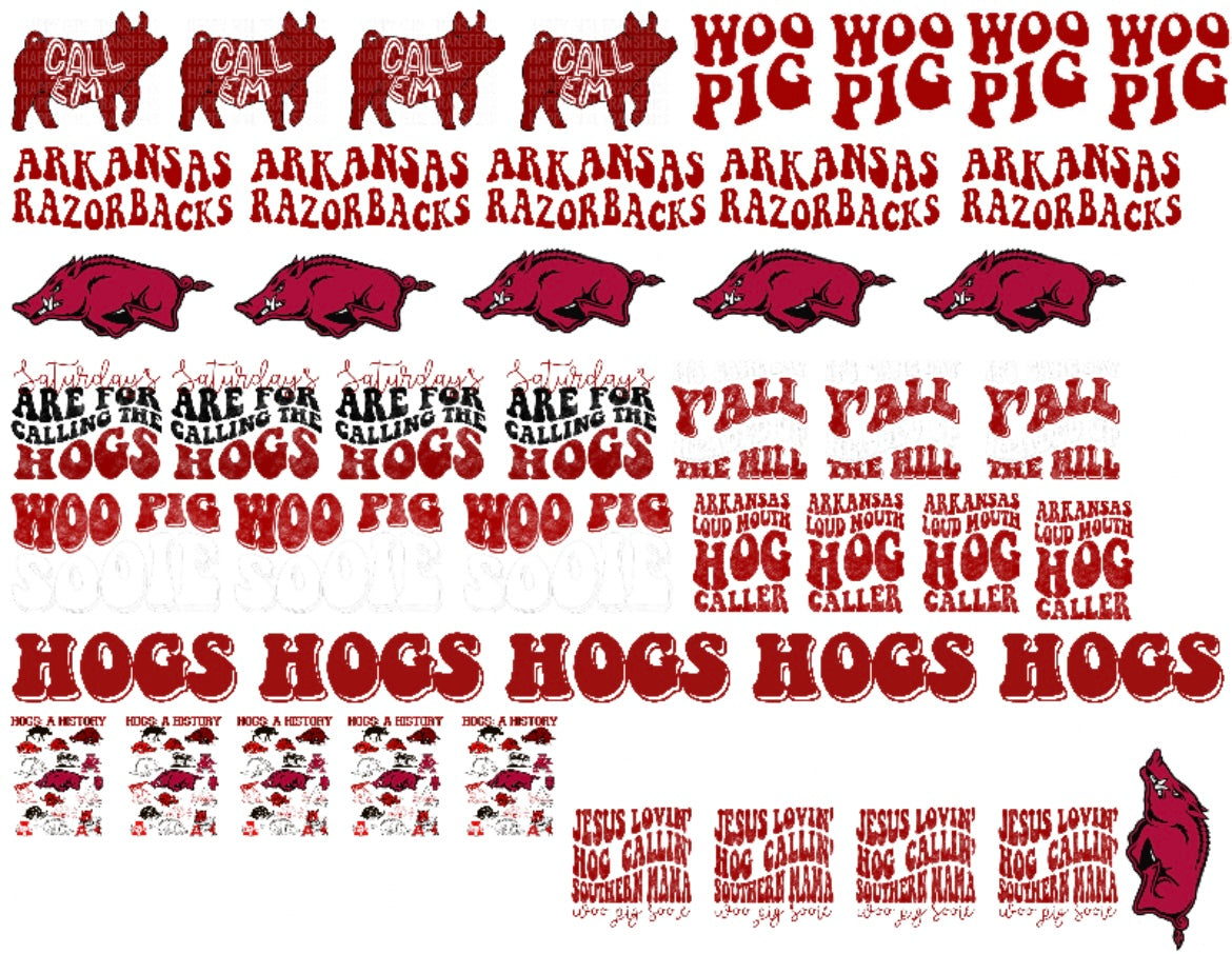 30x24 ARKANSAS RAZORBACKS PRE-MADE TRUCKER HAT GANG SHEET