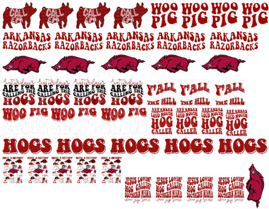 30x24 ARKANSAS RAZORBACKS PRE-MADE TRUCKER HAT GANG SHEET