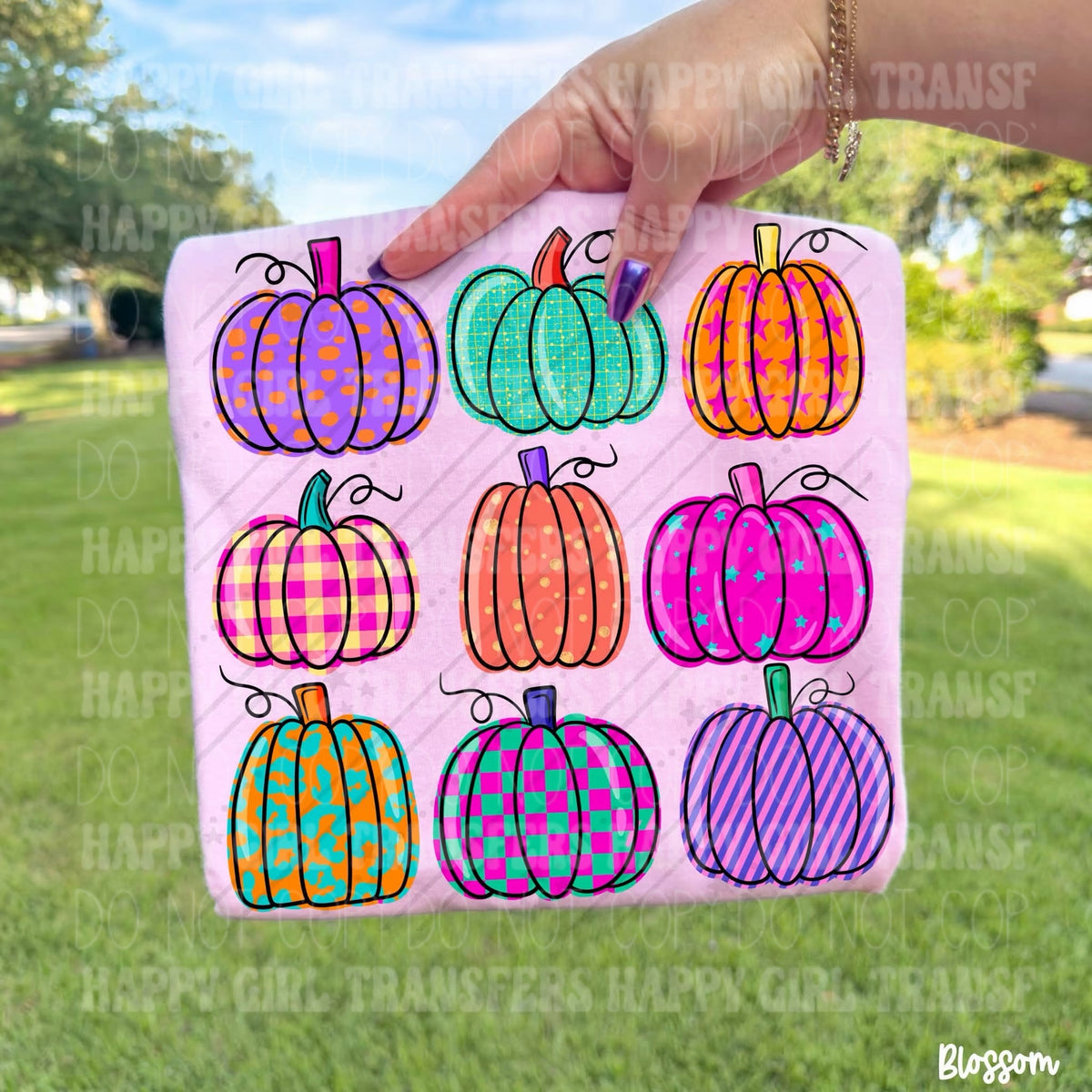 COLORFUL PURPLE PUMPKIN COLLAGE - DTF TRANSFER