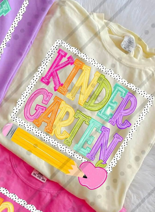 NEON VARSITY KINDERGARTEN- DTF TRANSFER