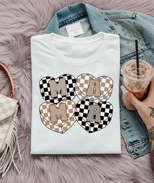HEART CHECKERED MAMA - DTF TRANSFER