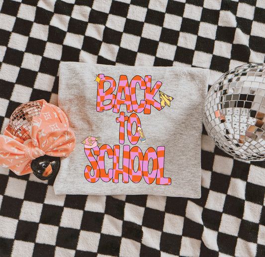 PINK CHECKERED BACK TO SCHOOL - DTF TRANSFER