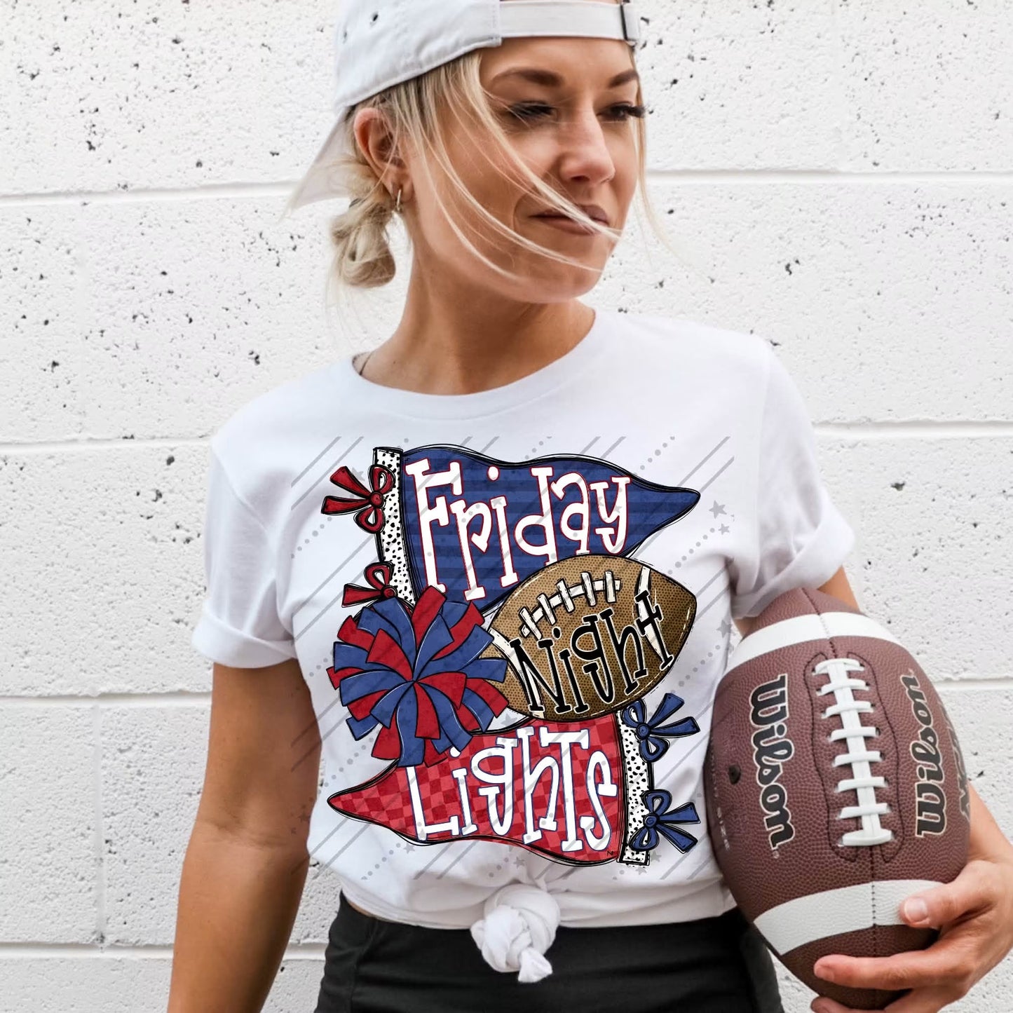 FRIDAY NIGHT LIGHTS NAVY & RED - DTF TRANSFER