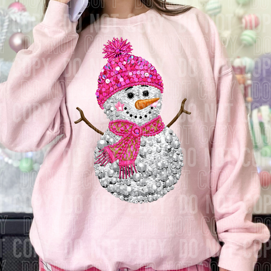 FAUX YARN PINK SNOWMAN- DTF TRANSFER