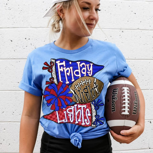 FRIDAY NIGHT LIGHTS ROYAL BLUE & RED - DTF TRANSFER
