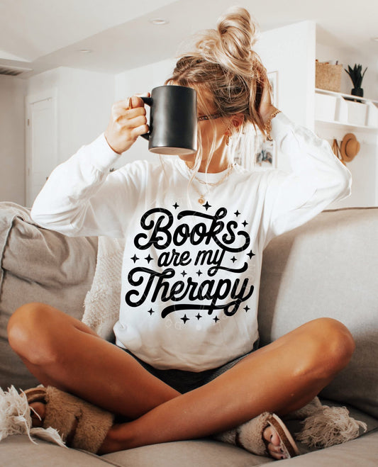 BOOKS ARE MY THERAPY - DTF TRANSFER