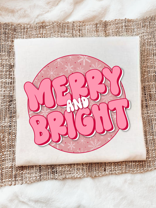PINK MERRY & BRIGHT - DTF TRANSFER
