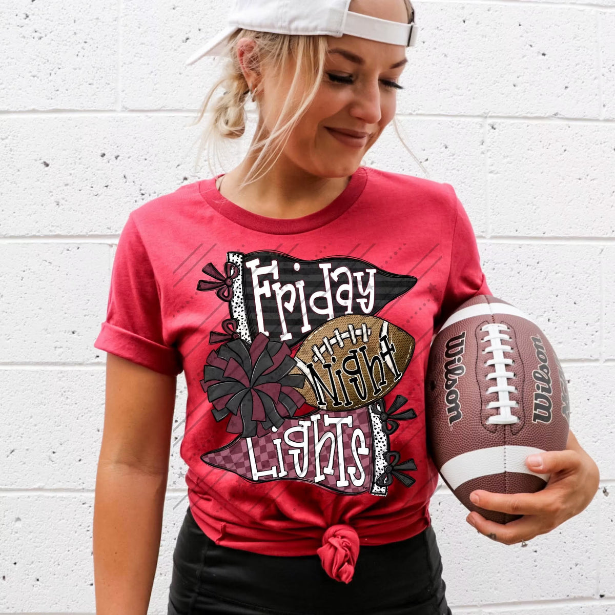 FRIDAY NIGHT LIGHTS BLACK & MAROON - DTF TRANSFER