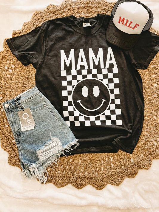 MAMA CHECKERED SMILEY - DTF TRANSFER