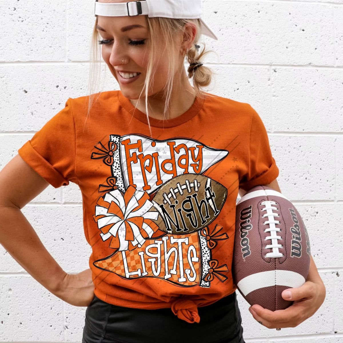 FRIDAY NIGHT LIGHTS ORANGE & WHITE - DTF TRANSFER