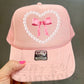 HEART SHAPED PEARLS WITH PINK BOW - DTF TRANSFER