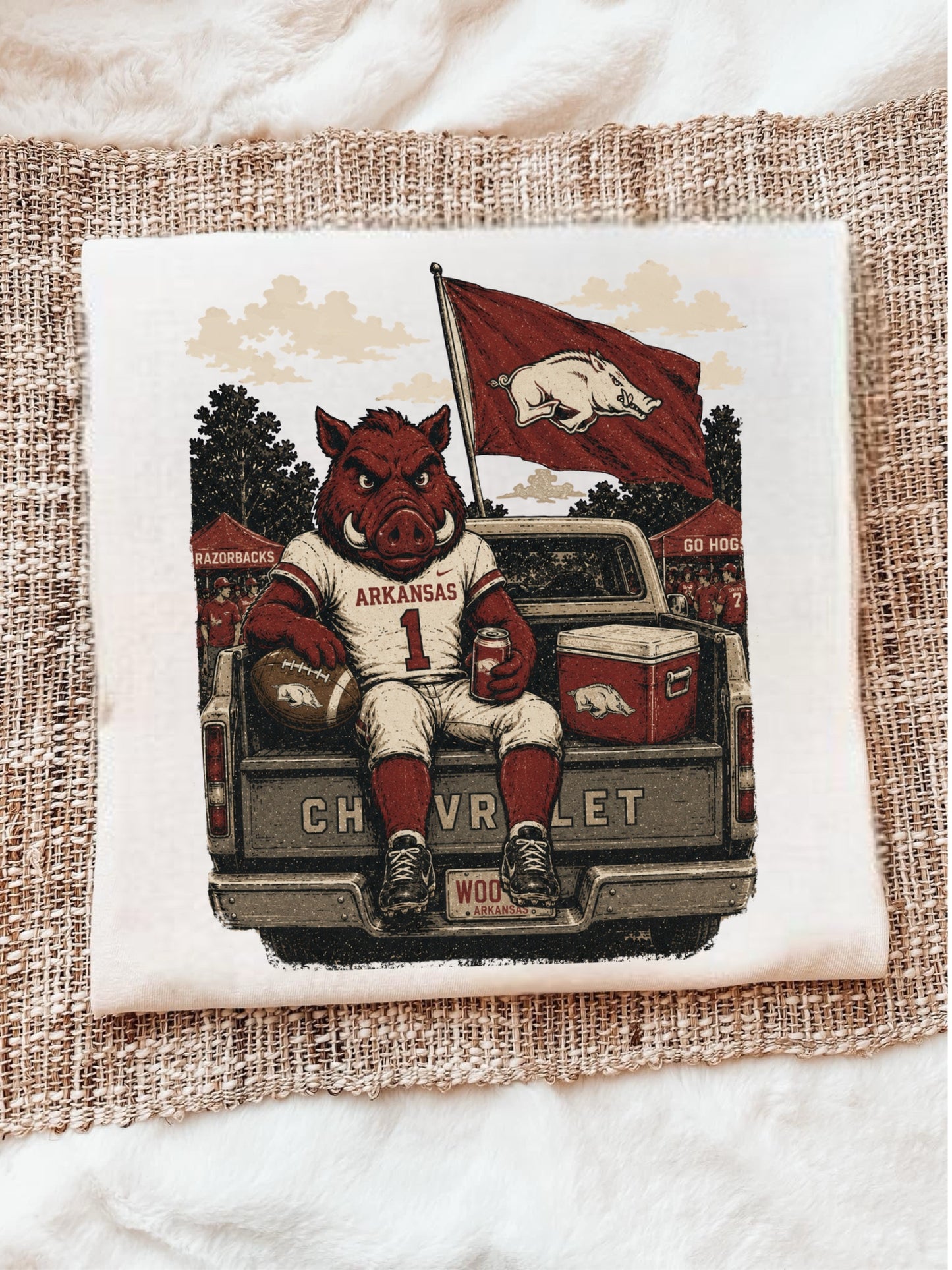 RAZORBACK IN BED OF A TRUCK - DTF TRANSFER