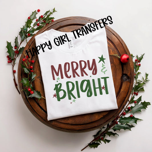 TRADITIONAL MERRY & BRIGHT - DTF TRANSFER