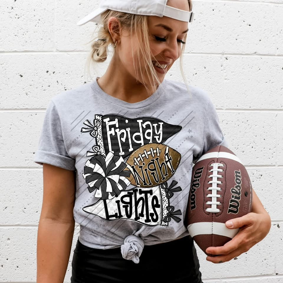 FRIDAY NIGHT LIGHTS BLACK & WHITE - DTF TRANSFER