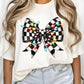 CHECKERED CHRISTMAS LIGHT BOW - DTF TRANSFER
