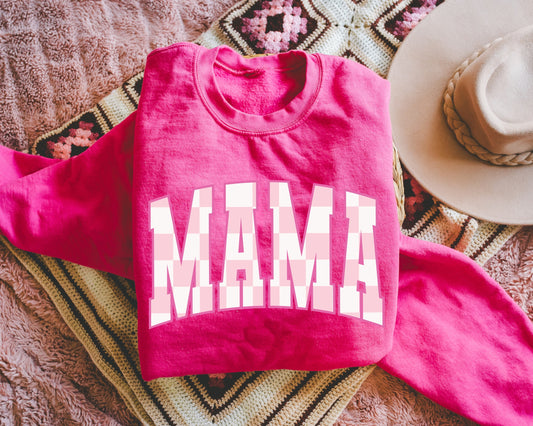 PINK CHECKERED MAMA-DTF TRANSFER