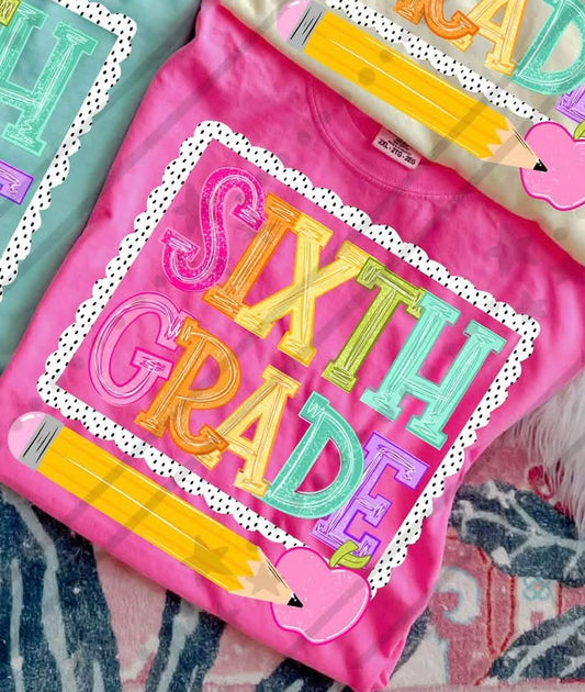 NEON VARSITY 6TH GRADE - DTF TRANSFER
