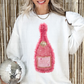 FAUX YARN PINK NEW YEARS WINE BOTTLE - DTF TRANSFER