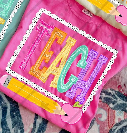 NEON VARSITY TEACH - DTF TRANSFER