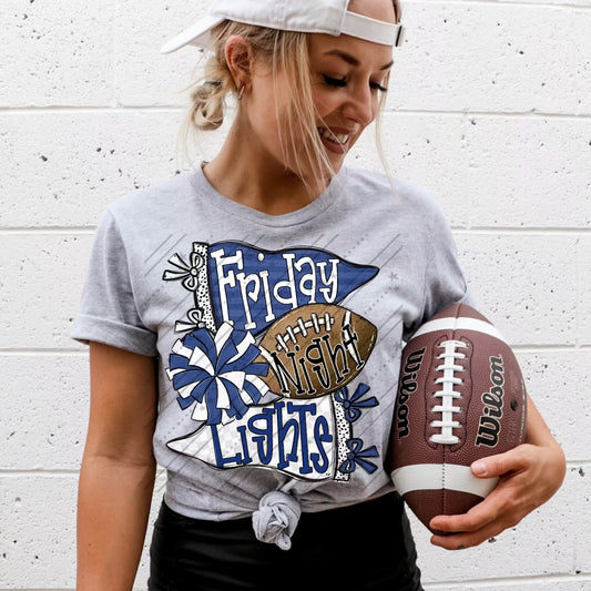 FRIDAY NIGHT LIGHTS NAVY & WHITE - DTF TRANSFER