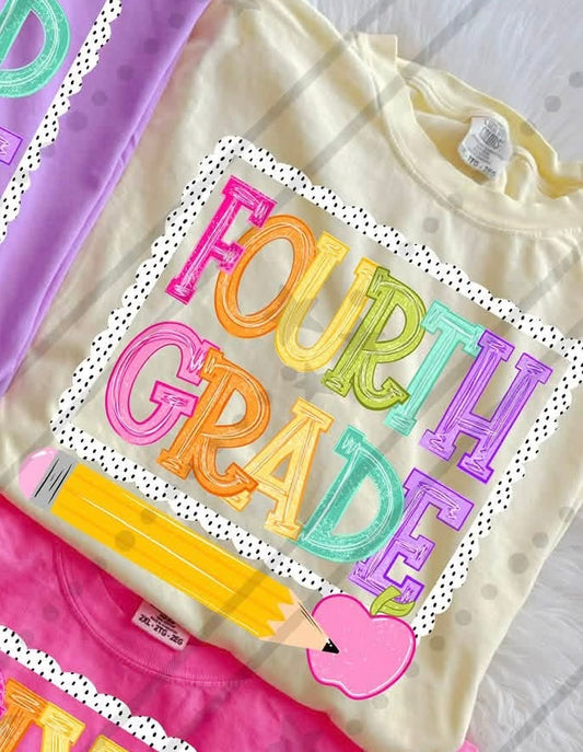 NEON VARSITY 4TH GRADE - DTF TRANSFER