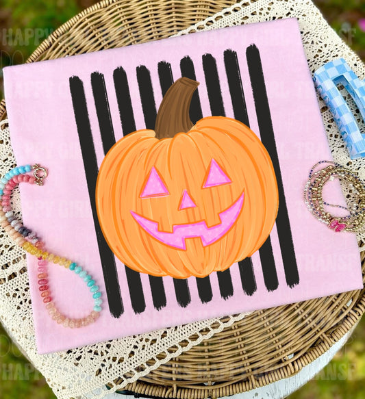 NEON  PUMPKIN WITH STRIPES - DTF TRANSFER