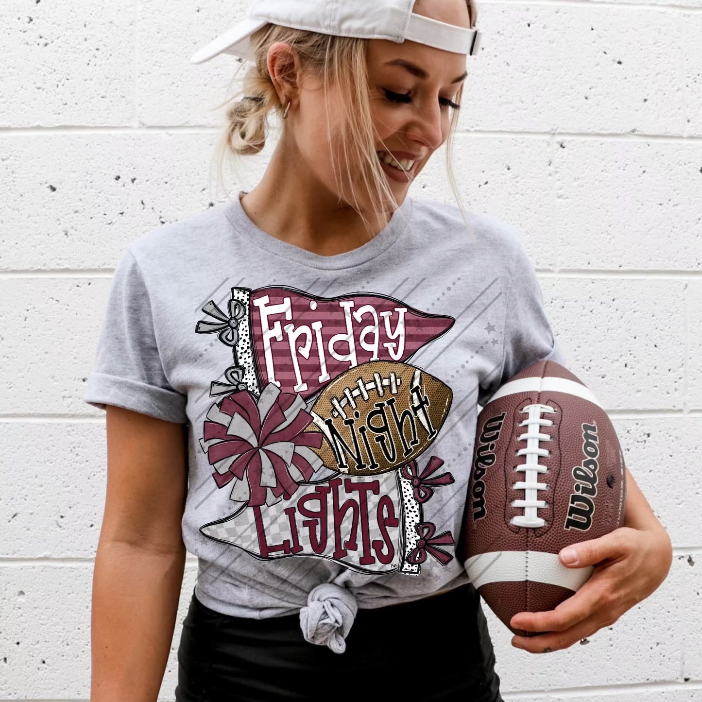 FRIDAY NIGHT LIGHTS MAROON & SILVER - DTF TRANSFER