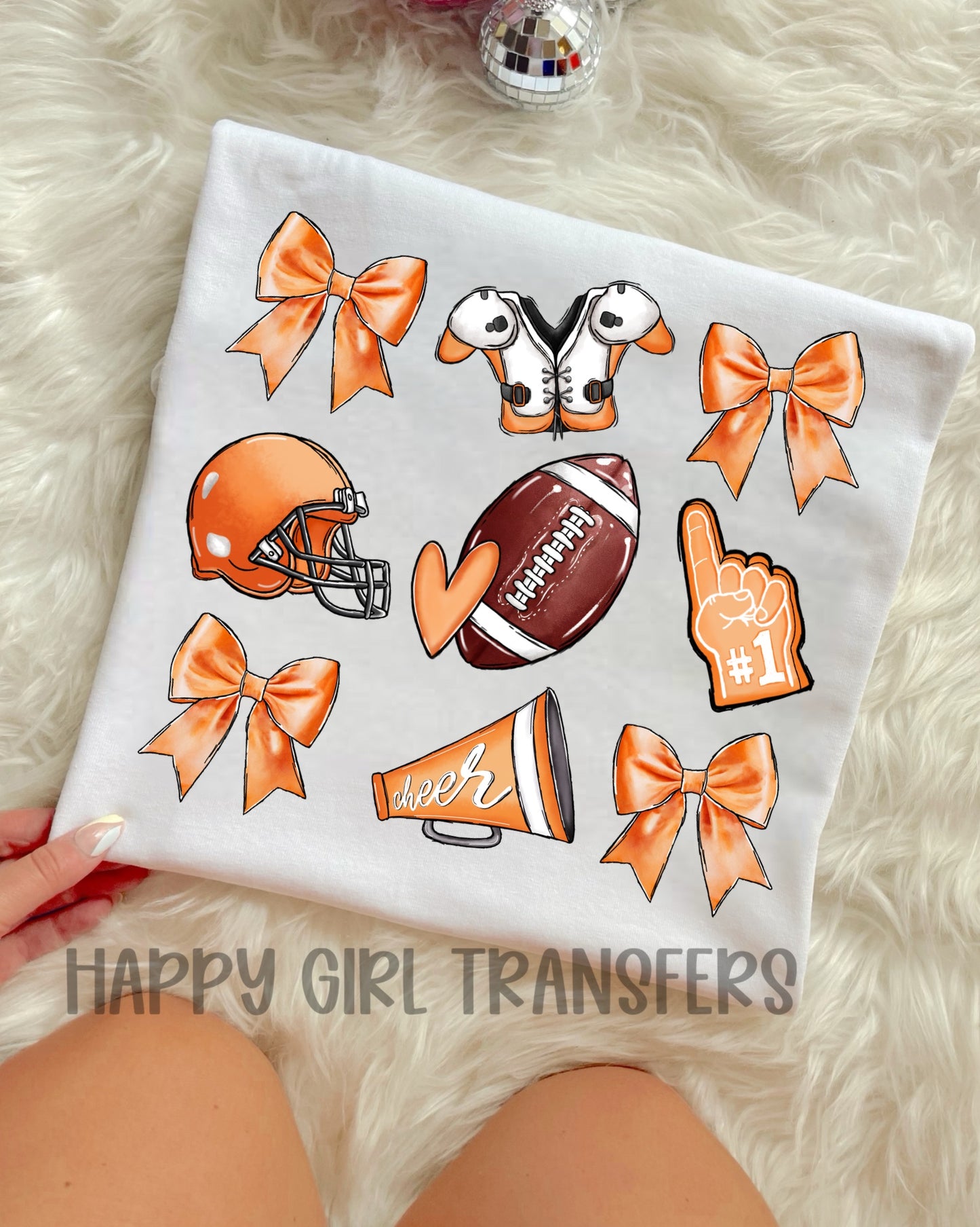 ORANGE FOOTBALL COQUETTE - DTF TRANSFER