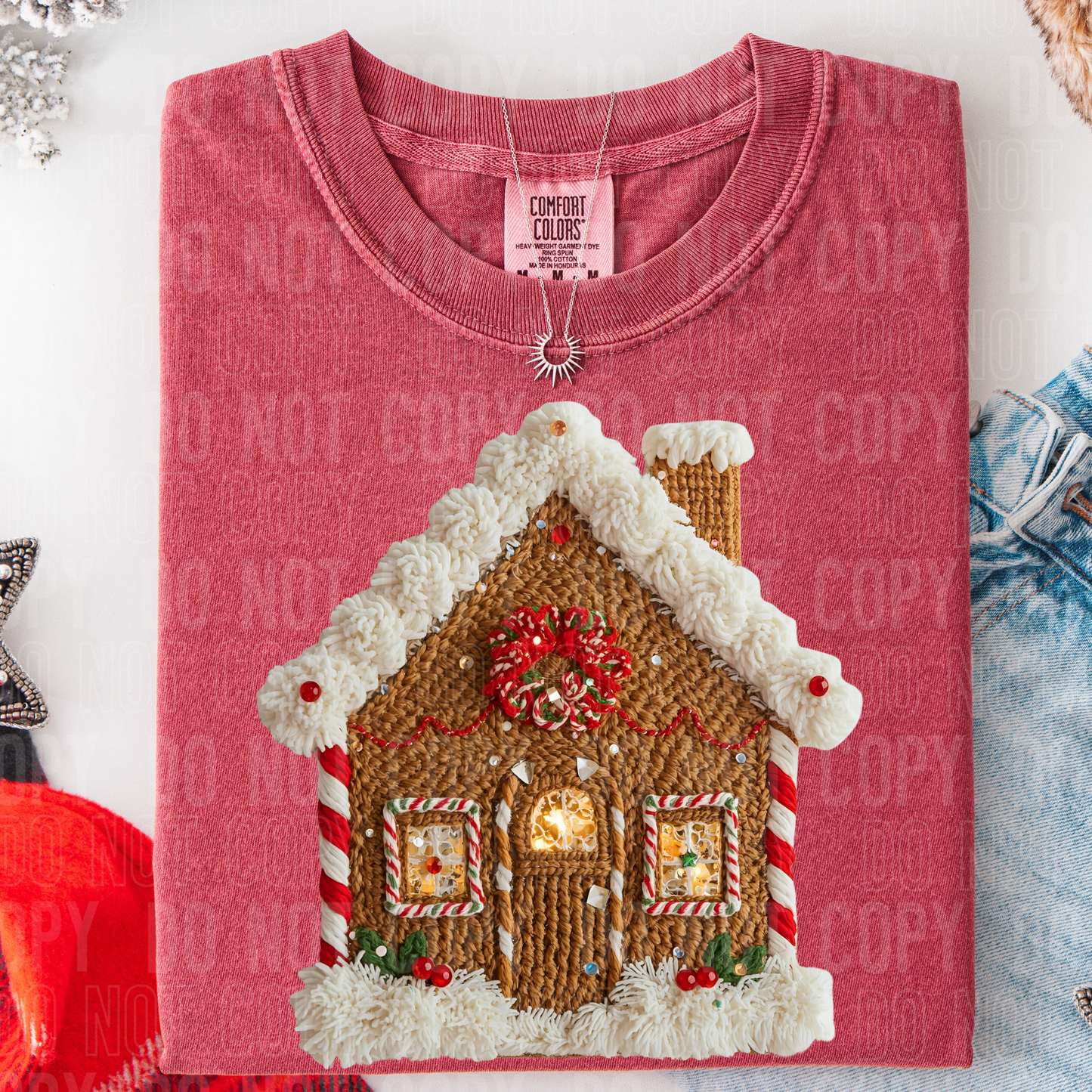 FAUX YARN GINGERBREAD HOUSE - DTF TRANSFER