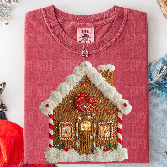 FAUX YARN GINGERBREAD HOUSE - DTF TRANSFER