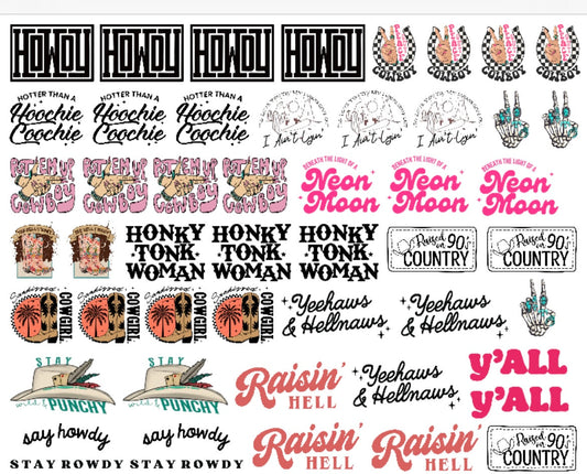 30X24 WESTERN 2 PRE-MADE TRUCKER HAT GANG SHEET