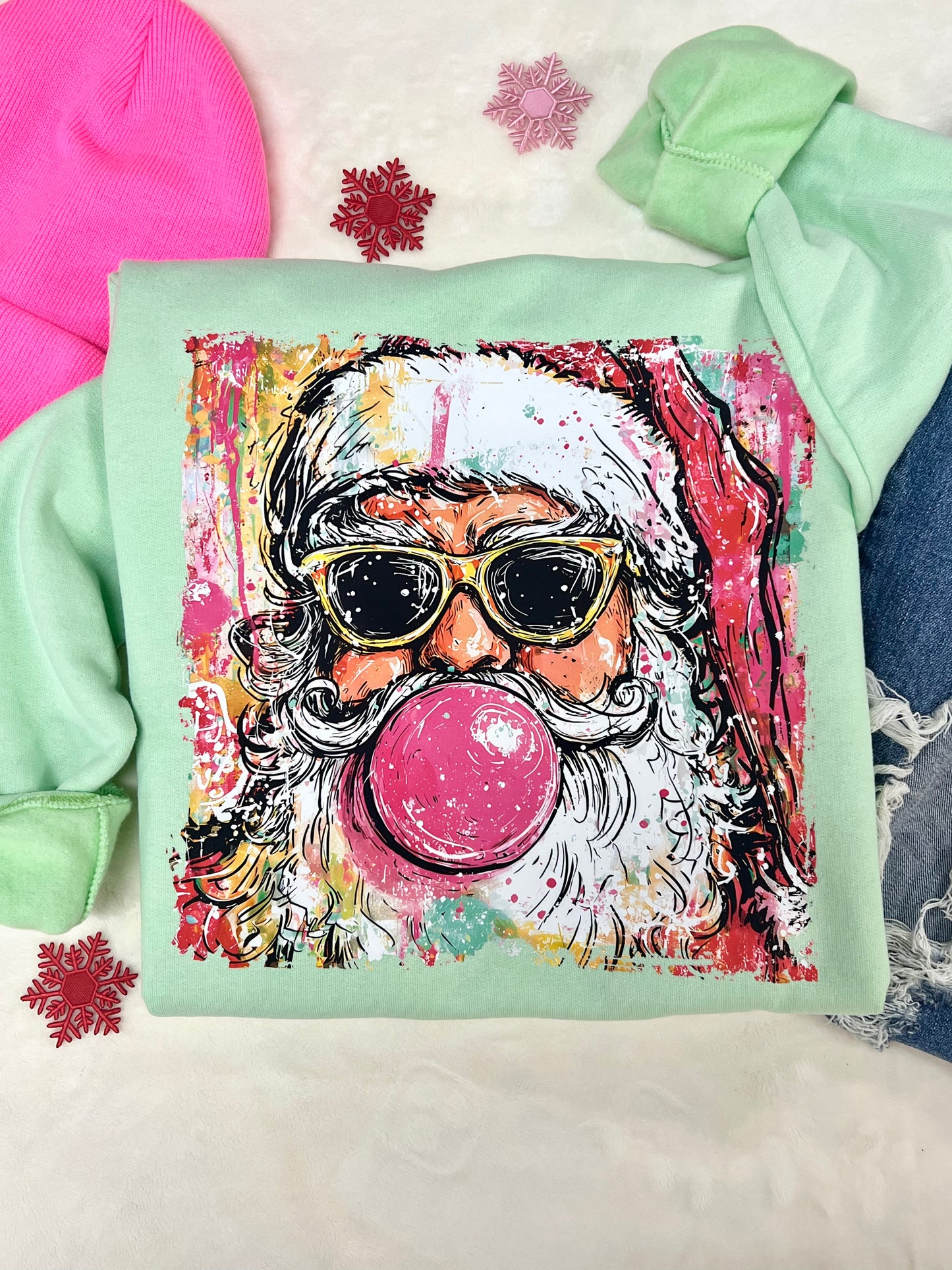 WATERCOLOR SANTA WITH GLASSES - DTF TRANSFER