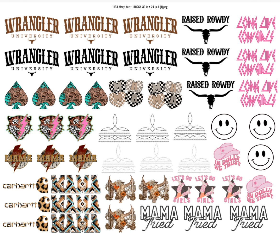 30x24 WESTERN PRE-MADE TRUCKER HAT GANG SHEET