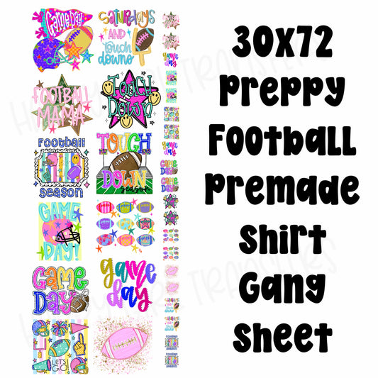 30x72 PREPPY FOOTBALL PRE-MADE GANG SHEET