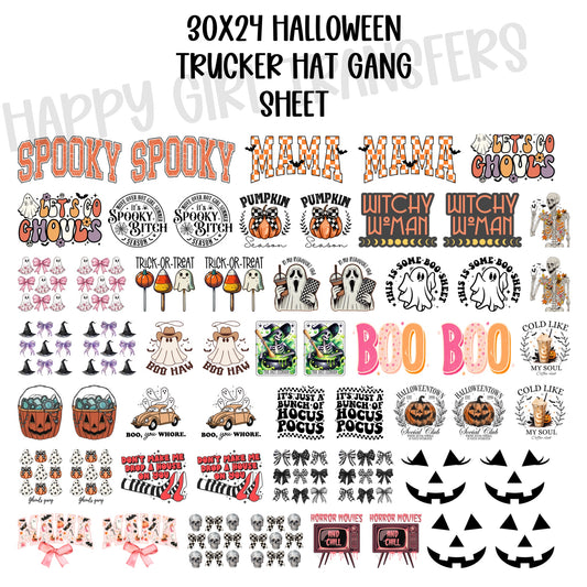 30x24 HALLOWEEN PRE-MADE TRUCKER HAT GANG SHEET