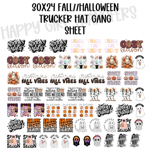 30x24 FALL/ HALLOWEEN PRE-MADE TRUCKER HAT GANG SHEET