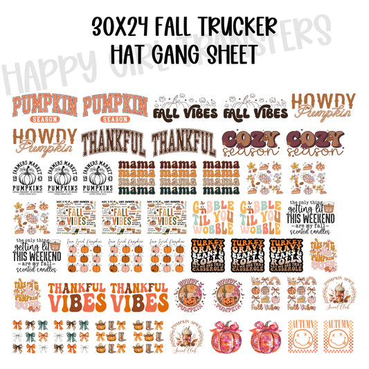 30x24 FALL PRE-MADE TRUCKER HAT GANG SHEET