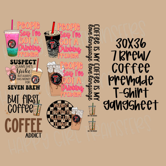 30x36 7 BREW/ COFFEE PRE-MADE GANG SHEET