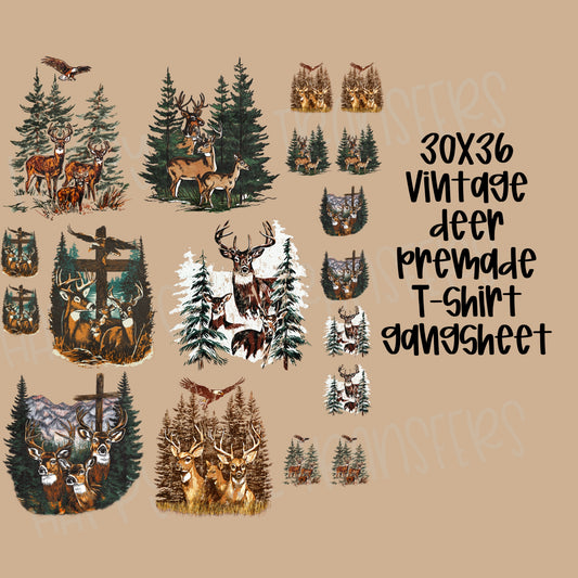 30x36 VINTAGE DEER PRE-MADE GANG SHEET