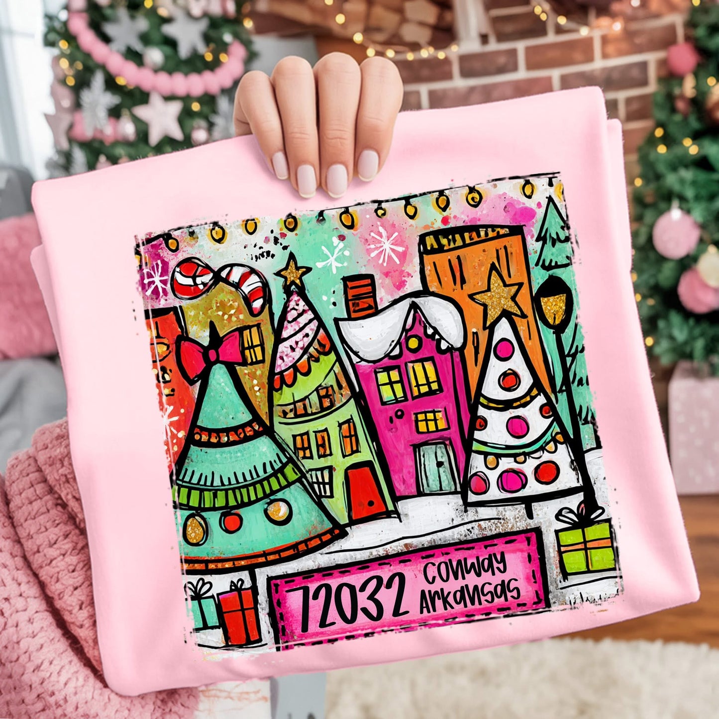 CUSTOM WATERCOLOR CHRISTMAS TOWN - DTF TRANSFER