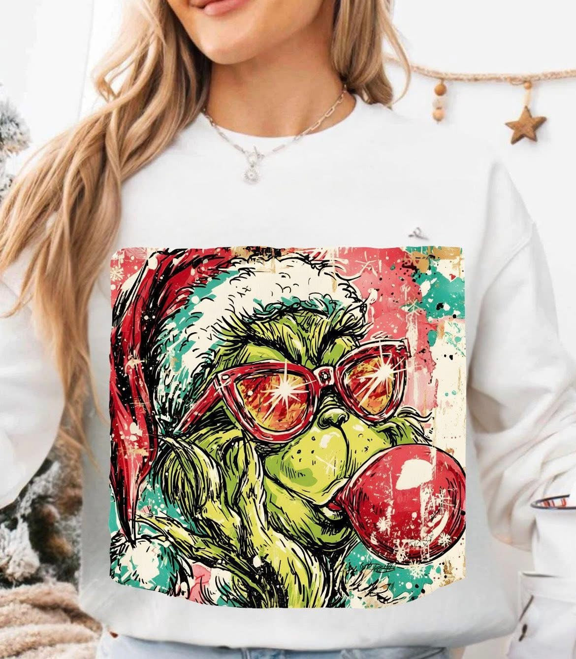 GREEN MAN BLOWING BUBBLE - DTF TRANSFER