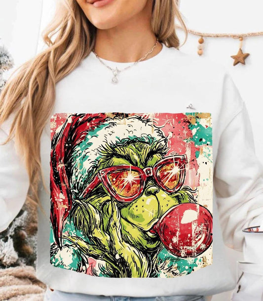 GREEN MAN BLOWING BUBBLE - DTF TRANSFER