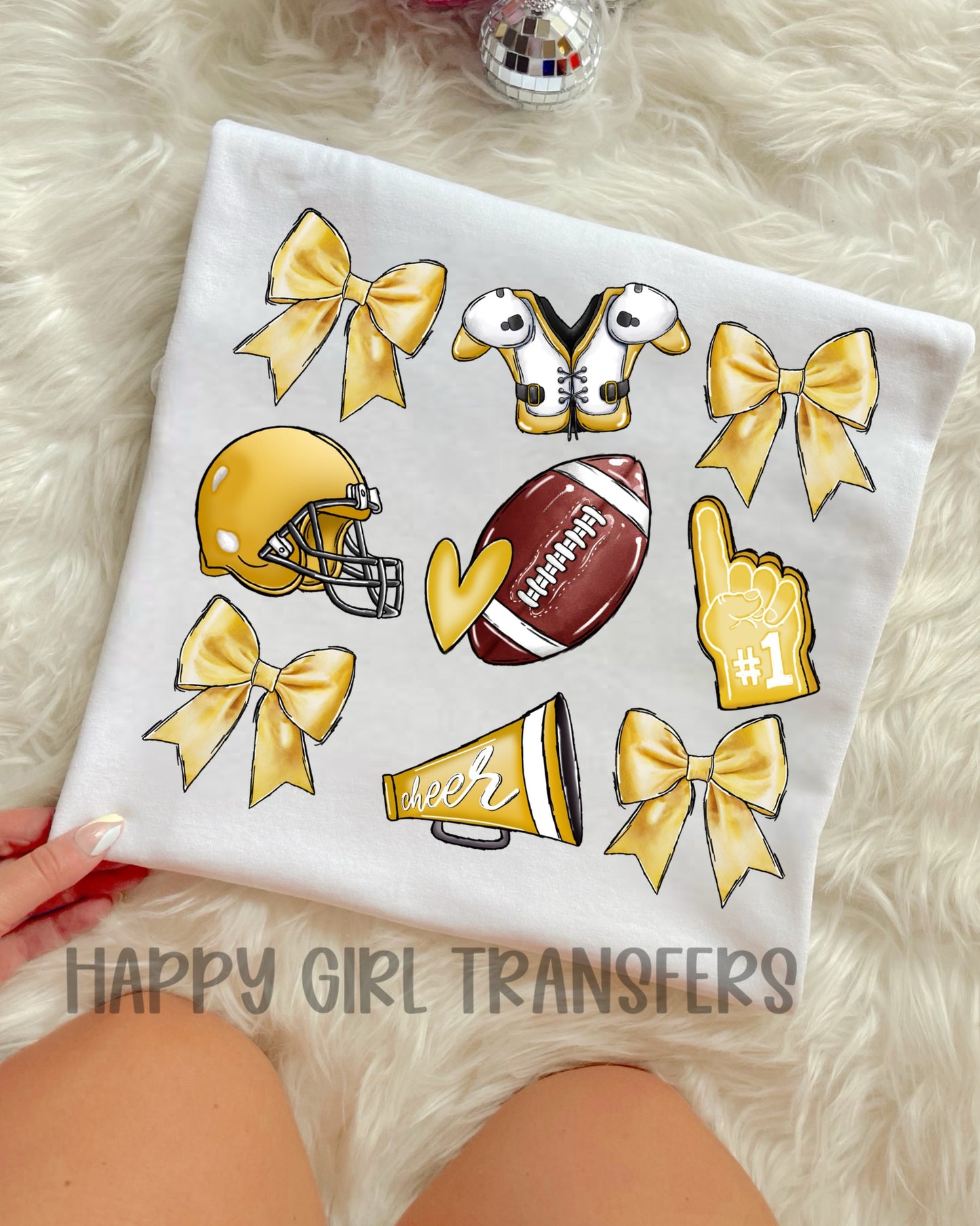 YELLOW FOOTBALL COQUETTE - DTF TRANSFER