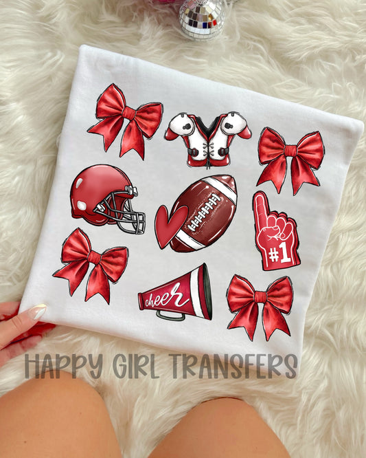 RED FOOTBALL COQUETTE - DTF TRANSFER